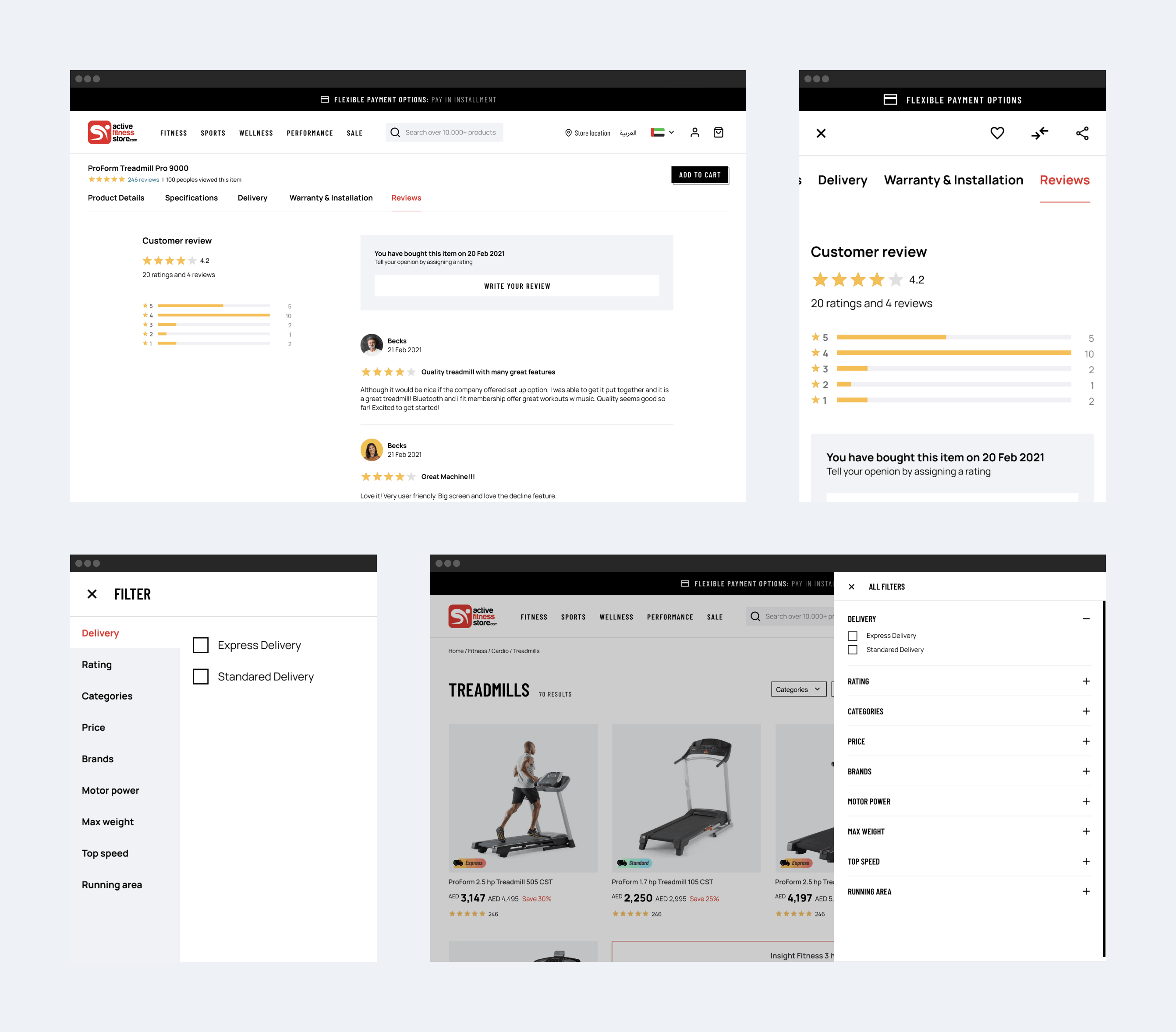 Active Fitness Store website detail