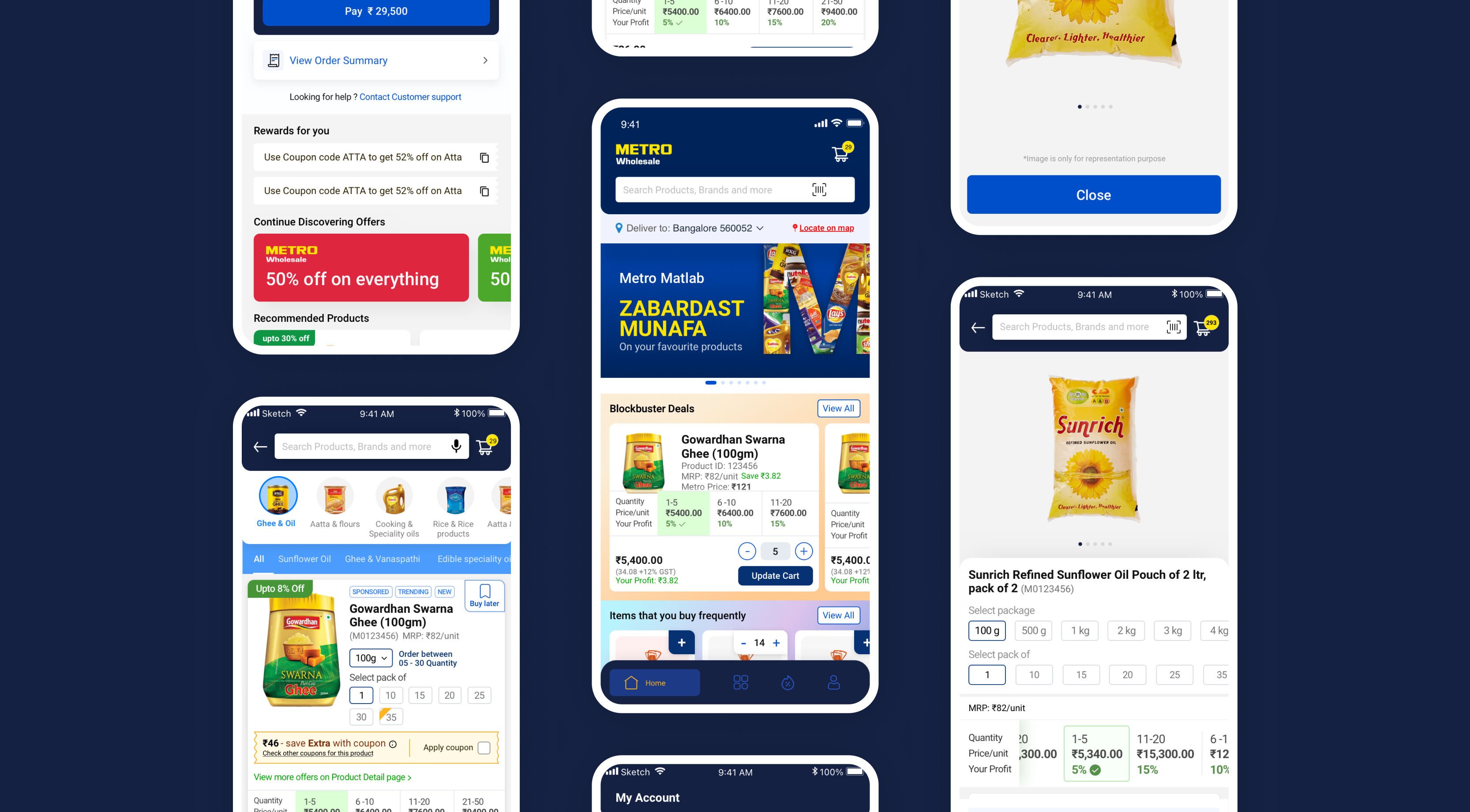 Metro Cash and Carry product interface detail