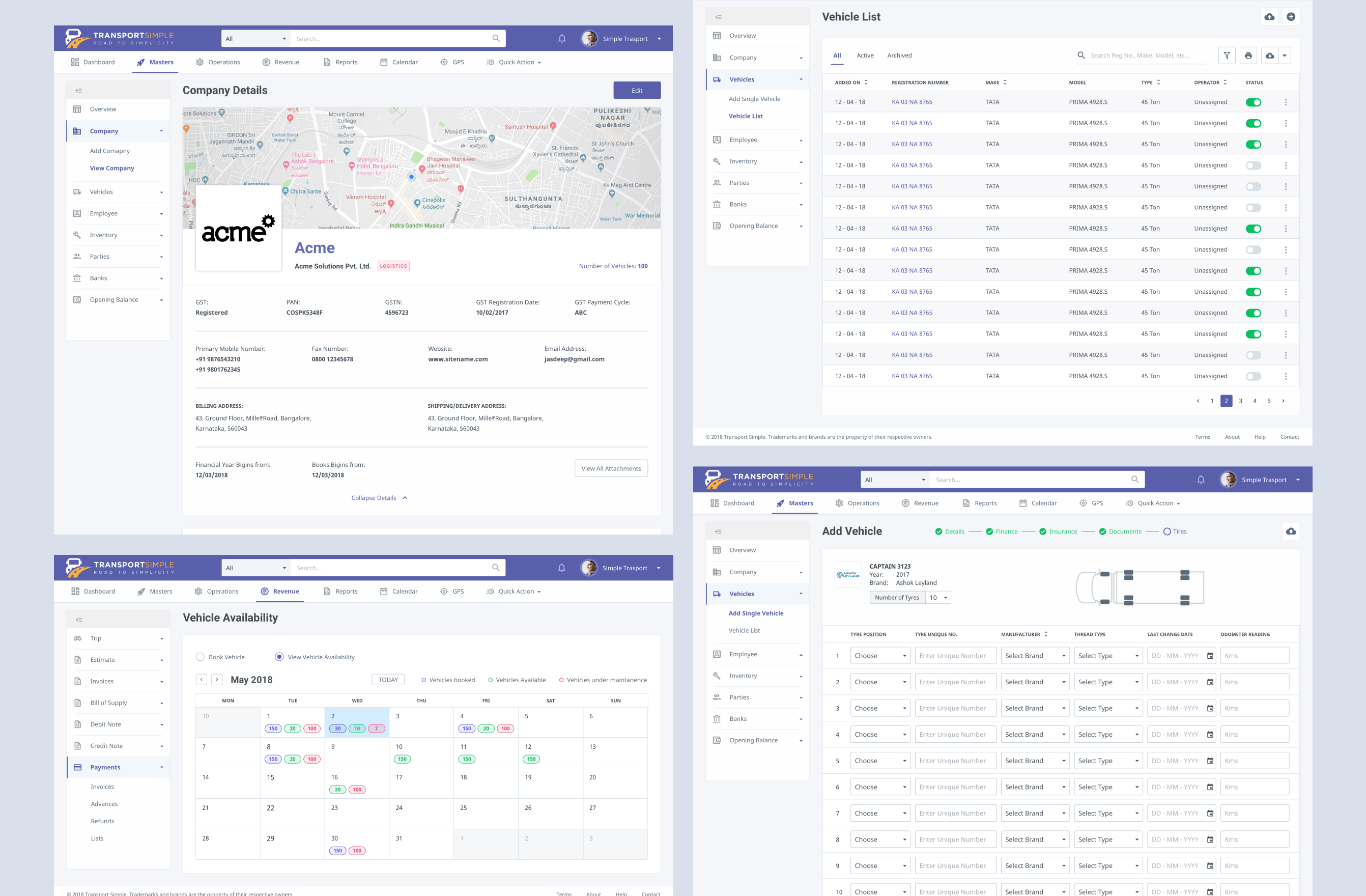 Transport Simple web app detail