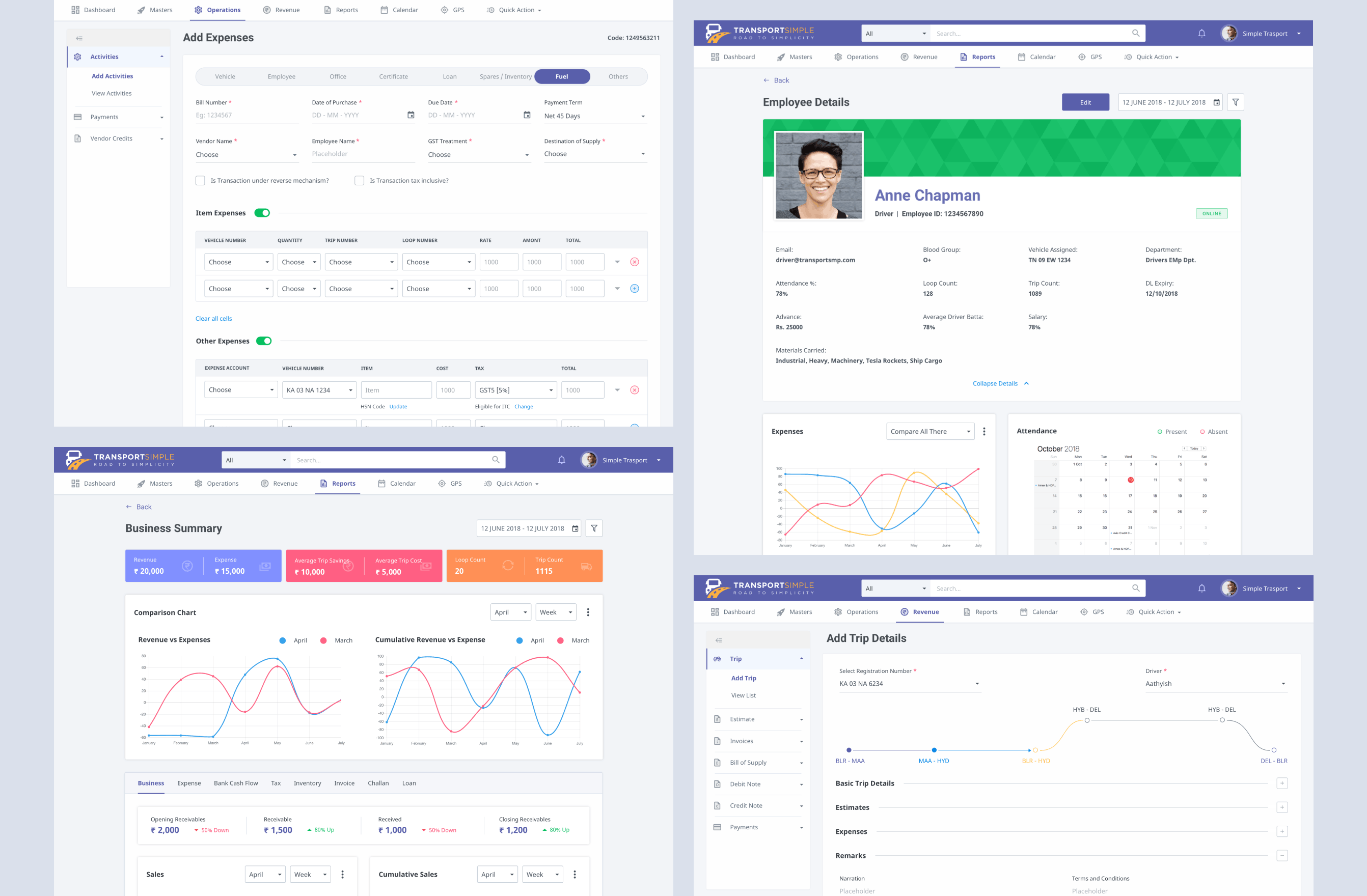 Transport Simple web app detail