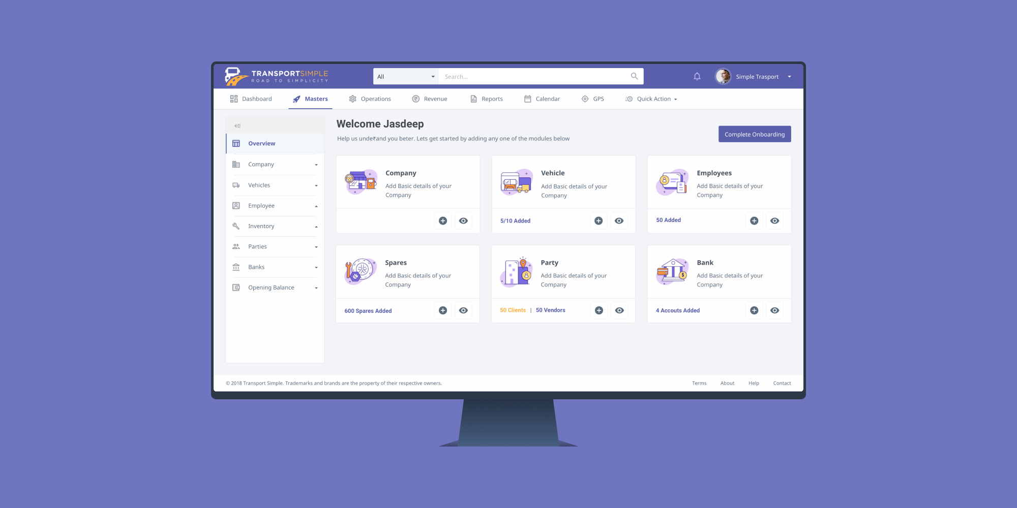 Transport Simple fleet operations web app