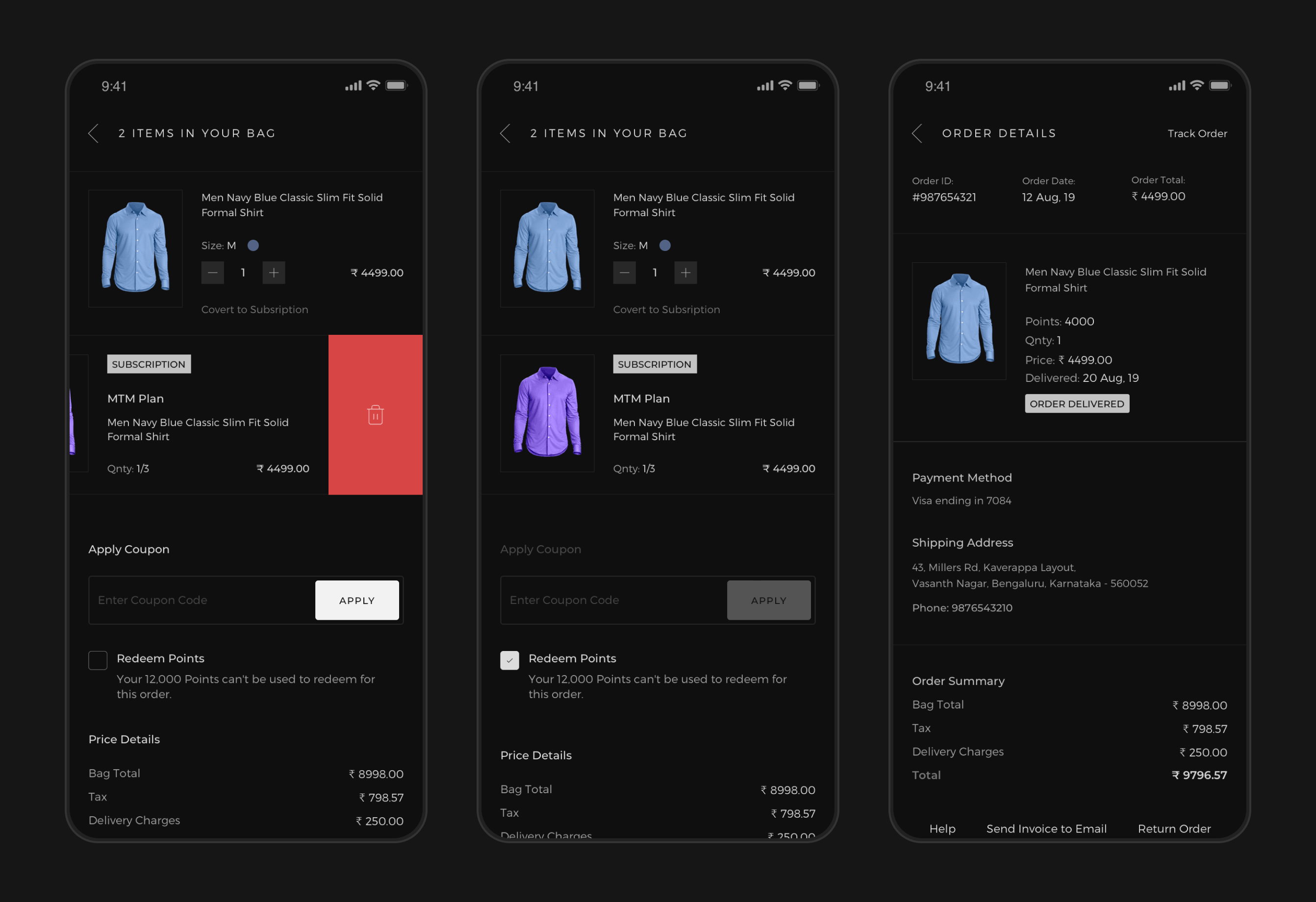 WA Clothing product interface detail