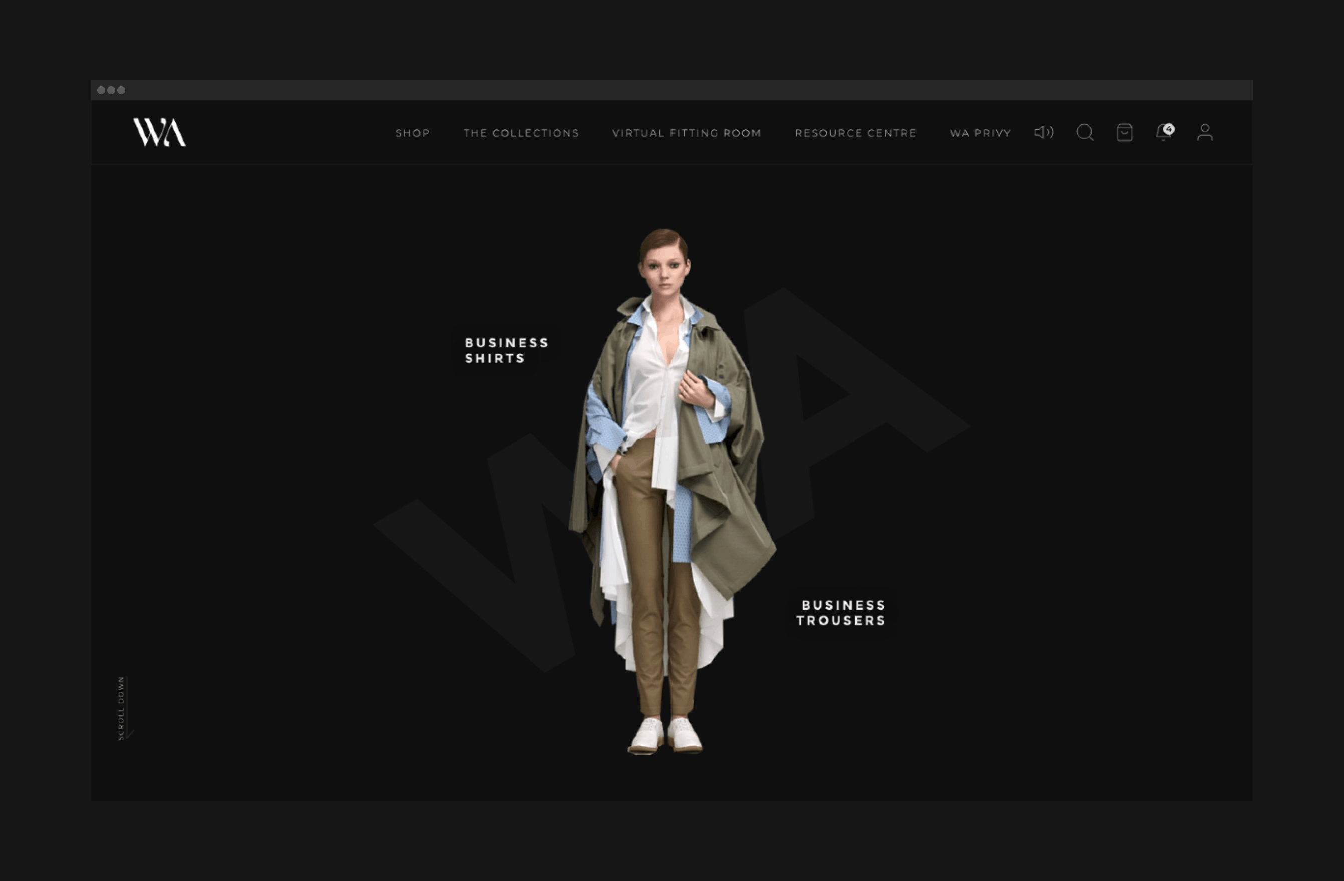 WA Clothing product interface detail